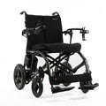 Travel Buggy AEROLUX 2C ultra-light folding power wheelchair, carbon black — right angle view