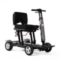 Travel Buggy HELIX 4-wheel mobility scooter, metallic grey — right angle view