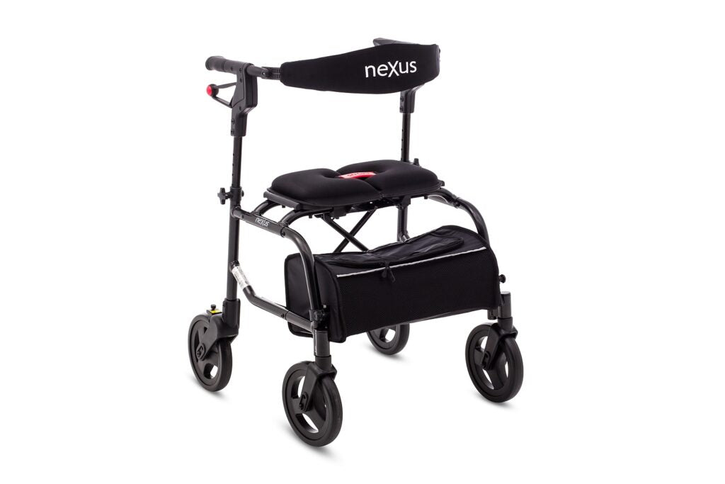 Human Care Nexus 3 rollator with ergonomic handles and seat