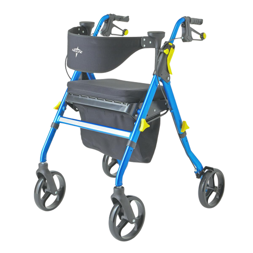 Medline Empower four-wheel rollator walker with seat and storage bag