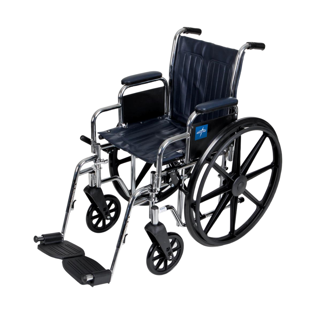 Medline Excel 2000 carbon steel manual wheelchair with chrome frame