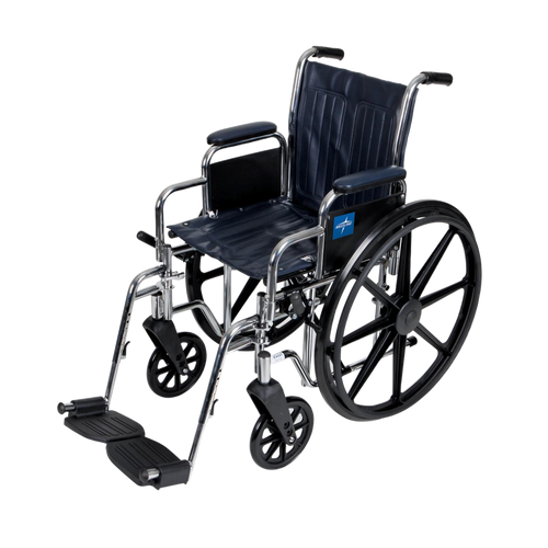 Medline Excel 2000 carbon steel manual wheelchair with chrome frame
